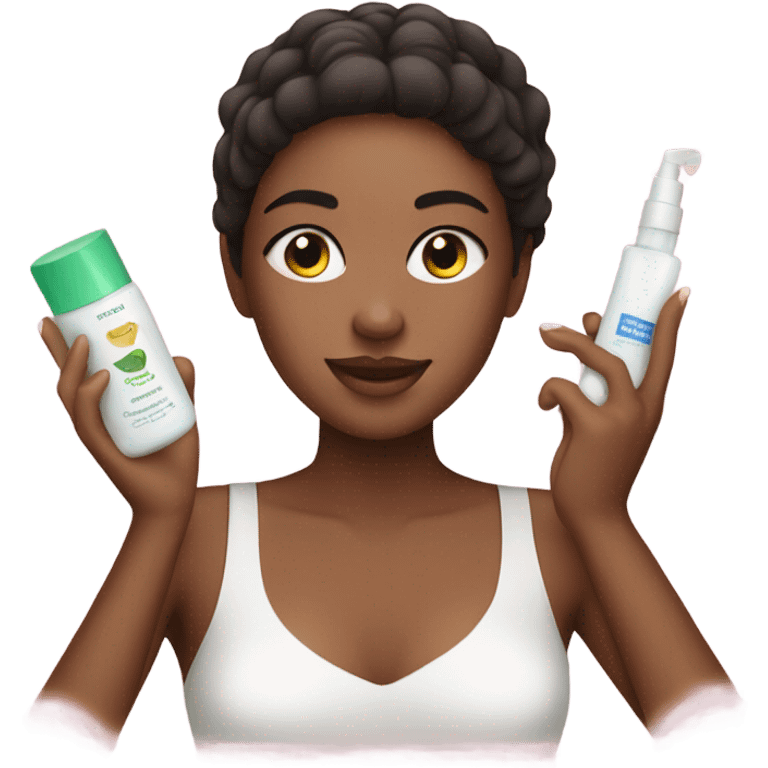 Girl wearing skin care emoji