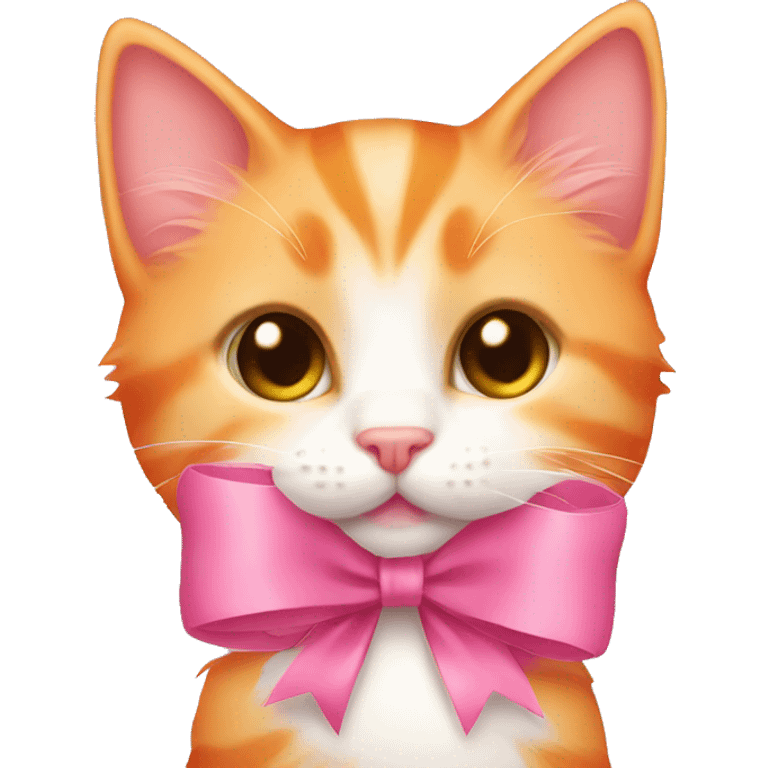 Orange kitten with a pink bow emoji