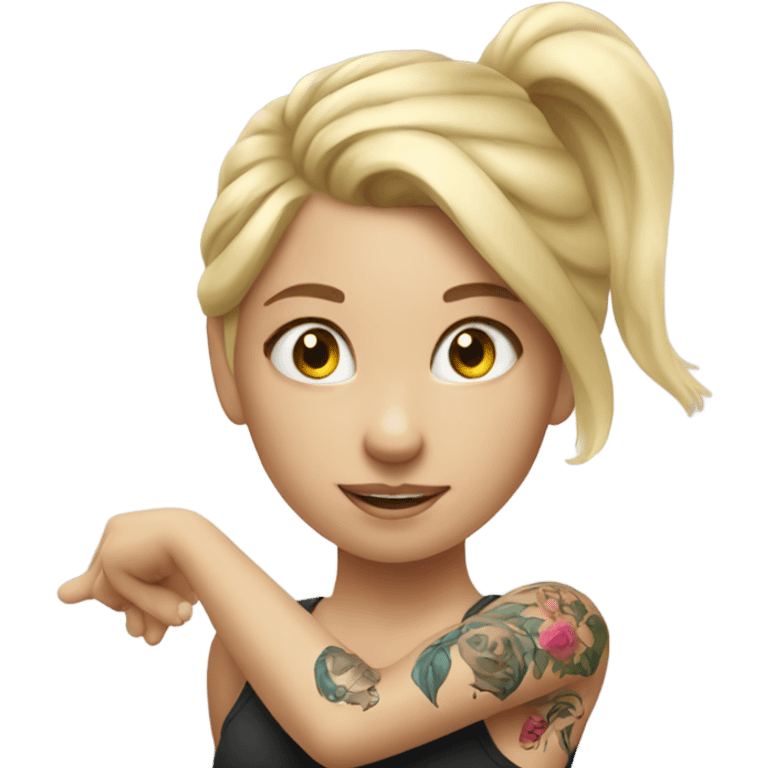 Blonde girl with arm tattoo doing backbend emoji