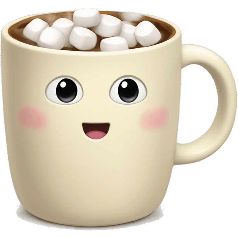 Cream colored Coffee mug with steam and little marshmallows inside emoji