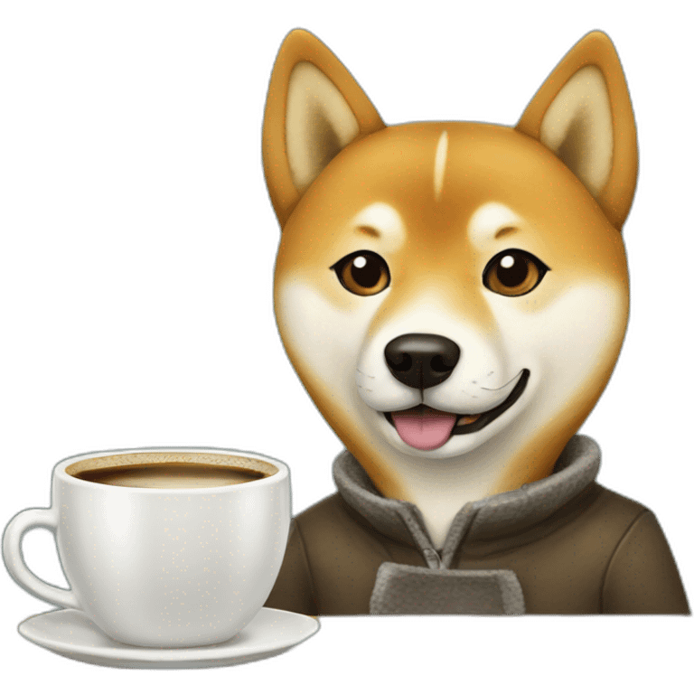 hipster shiba inu drinking coffee emoji