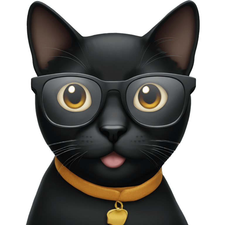 Black cat wearing glasses emoji