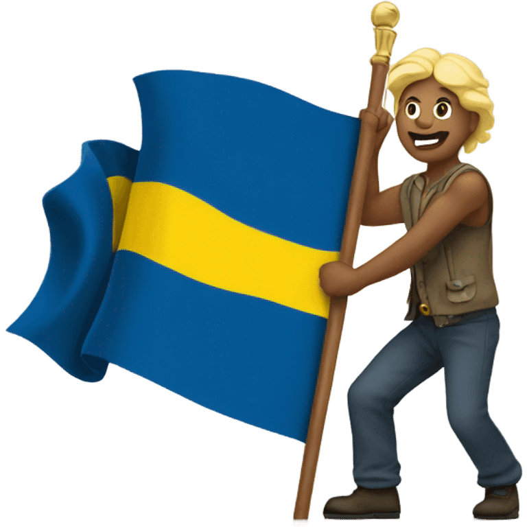 Sweden flag being raised by a man emoji