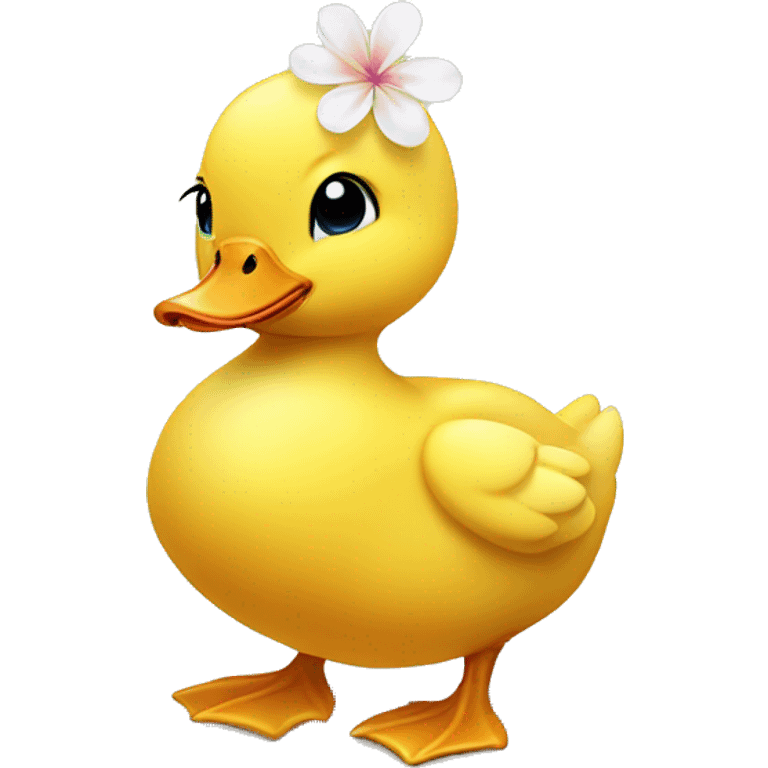 Cute small baby duck with a flower on its head emoji