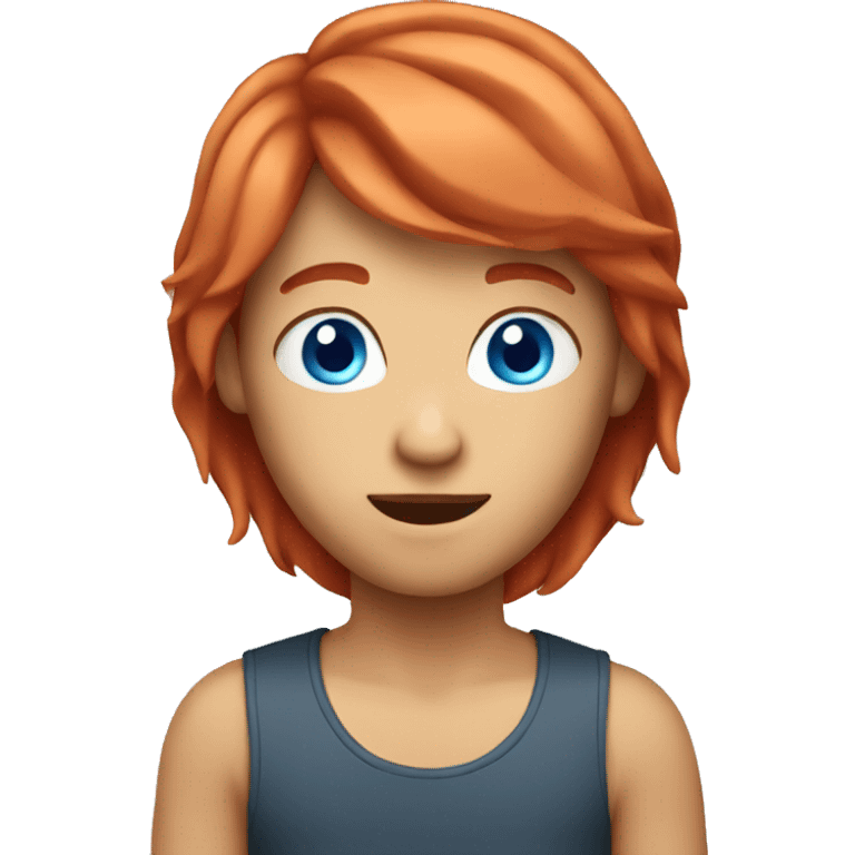 Emoji with blue eyes and red hair  emoji