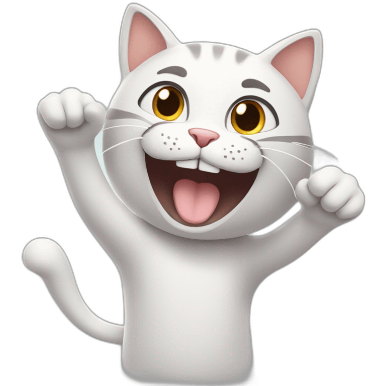 A happy Cat saying hello with one hand emoji