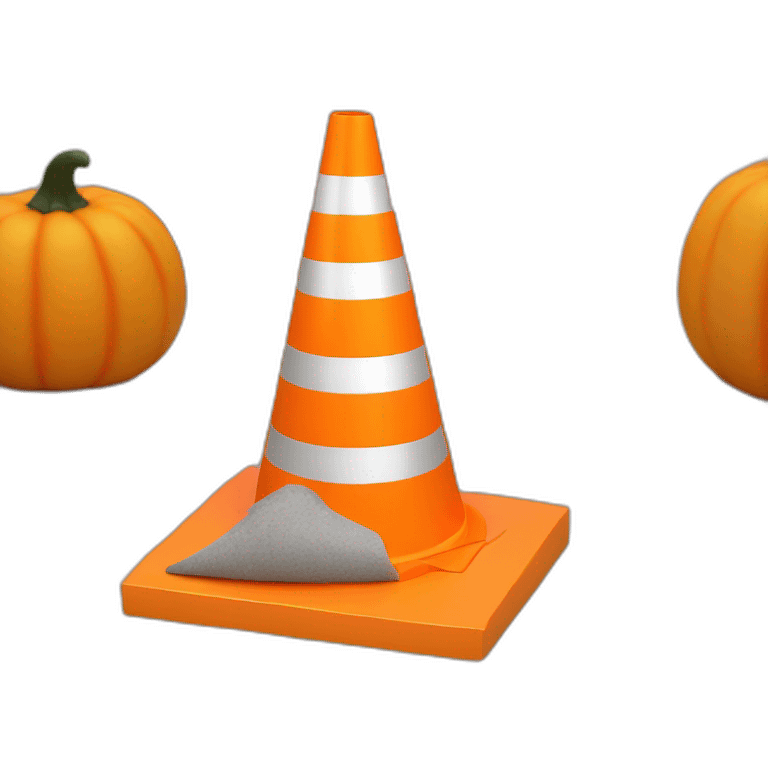 Construction Cone on a pumpkin emoji