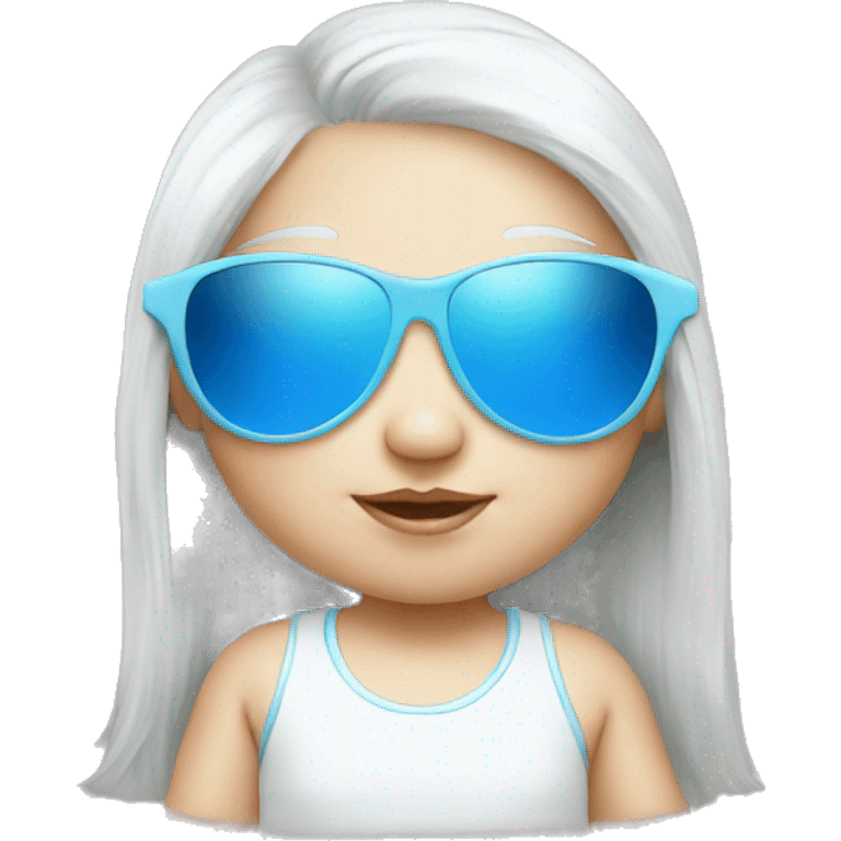 white little baby girl with blue sunglasses emoji