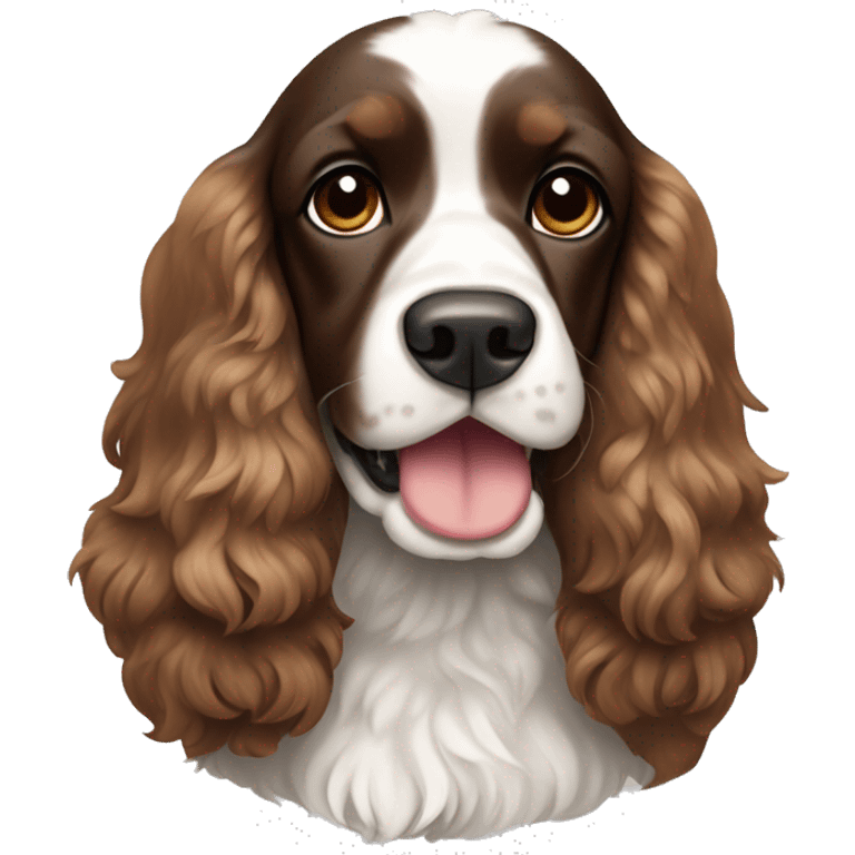 Brown and white party cocker spaniel emoji