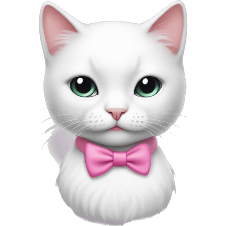 girl white cat with pink bow smoking emoji