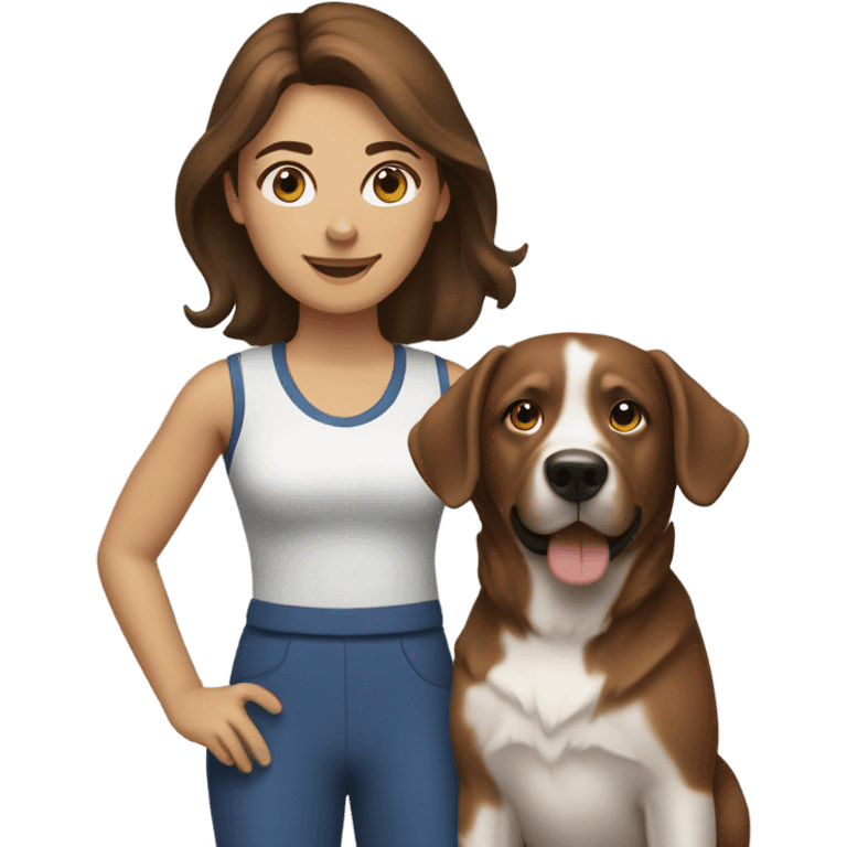 Brown hair woman dog trainer emoji