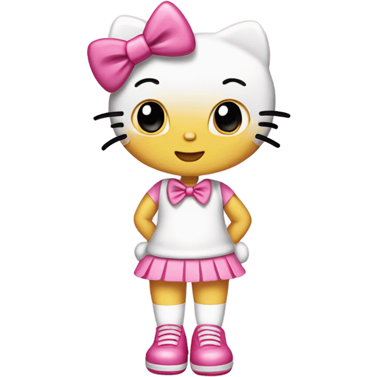 hello kitty with pink bow and pink shoes emoji