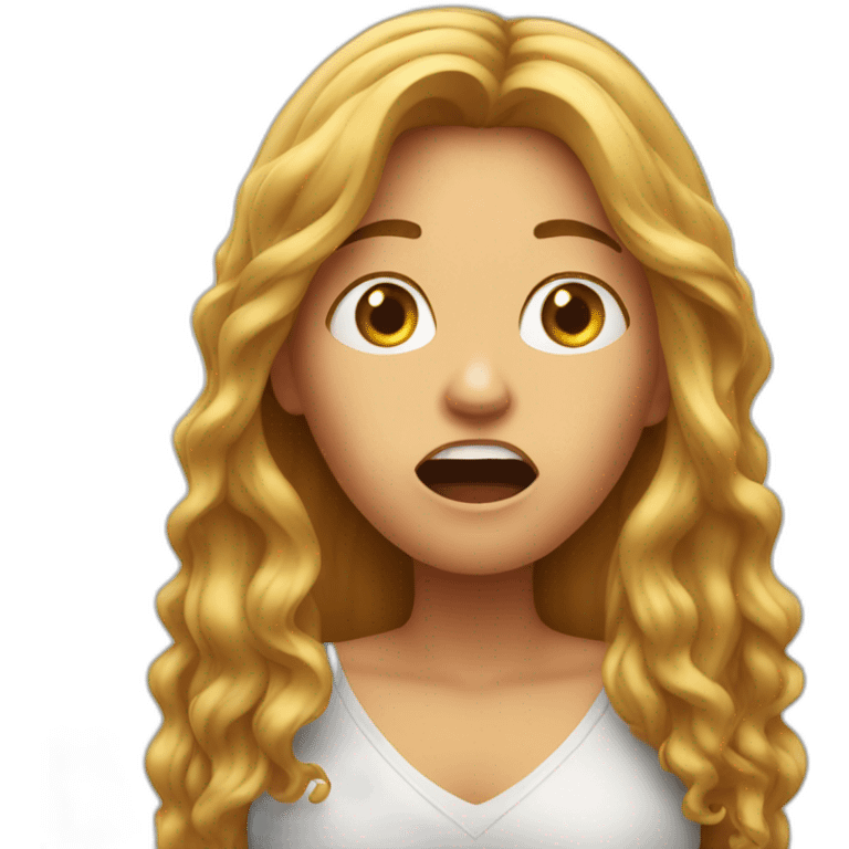 long hair woman in shock emoji