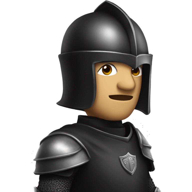 A stylish male in a knight black helmet with a face and body emoji