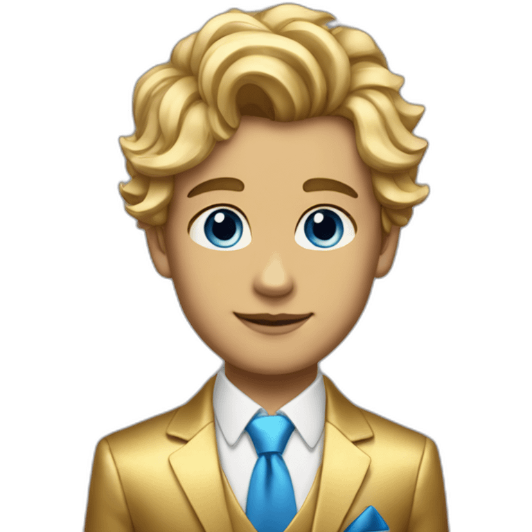 Posh-boy-with-golden-suit-and-blue-eyes-and-rainbow-unicorn-hair emoji