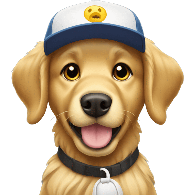 Golden retriever wearing a sports cap emoji