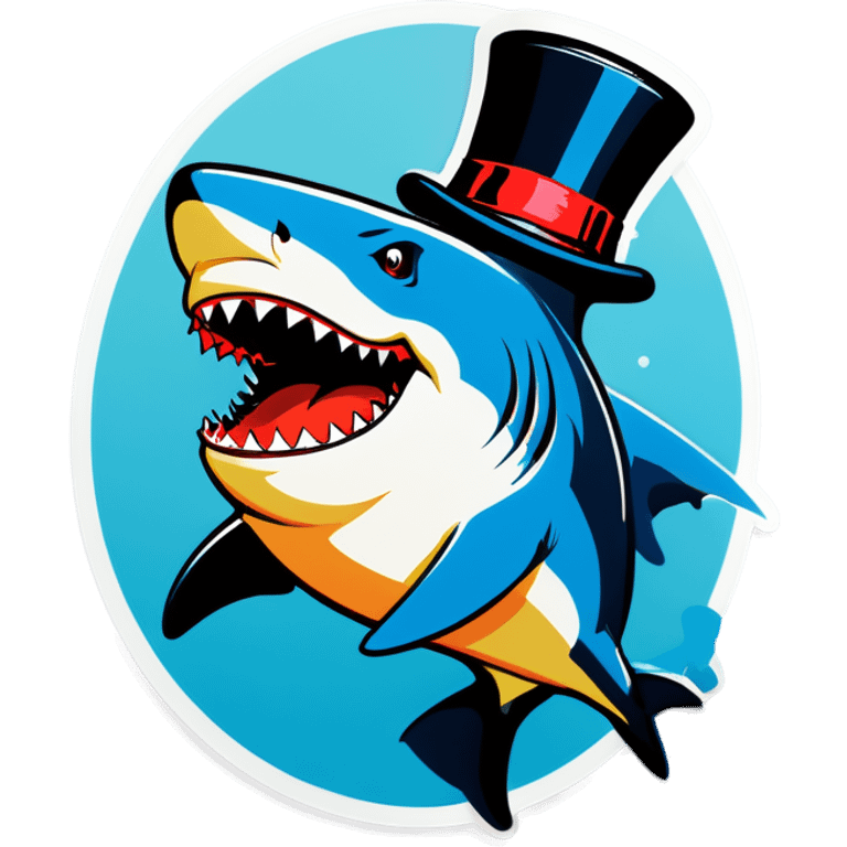 Shark with a top hat emoji