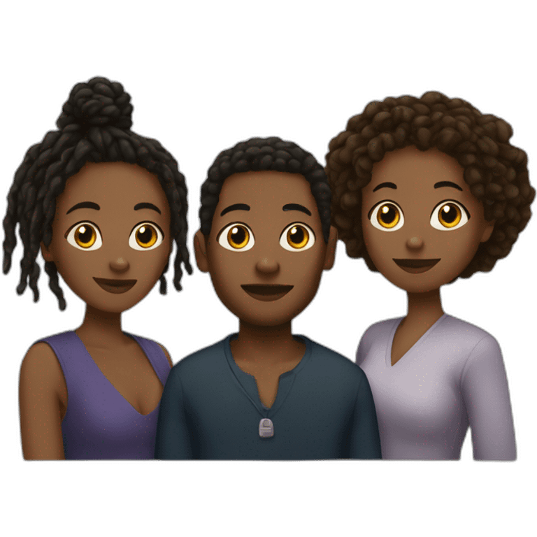 Younger Black man with Locs with two black women  emoji