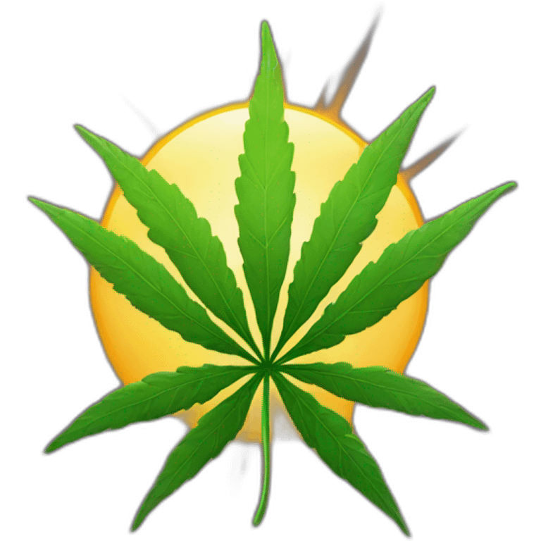 weed leaf in front of the sun emoji