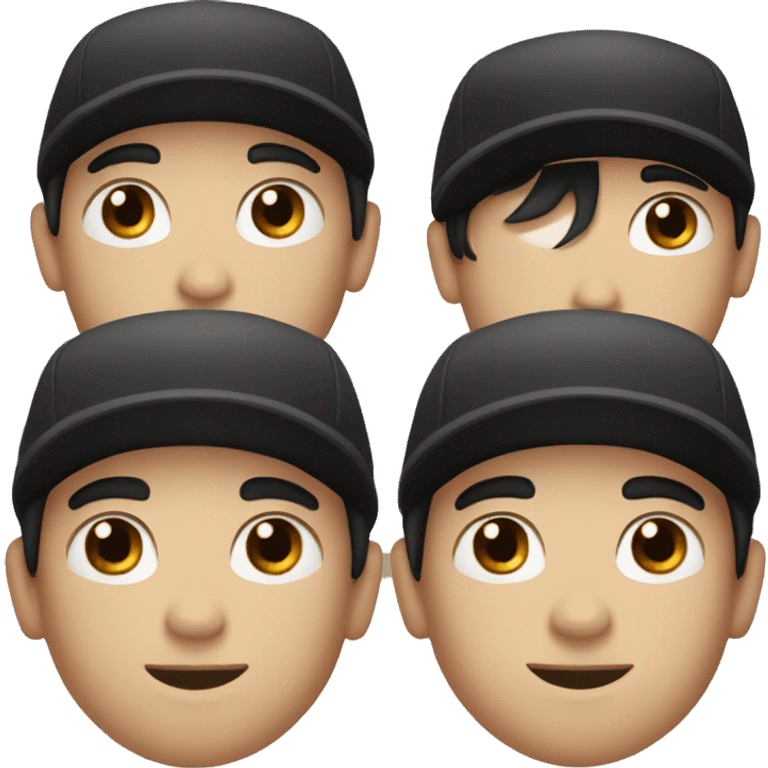 white boy, with a black hair, brown eyes and with a black cap emoji