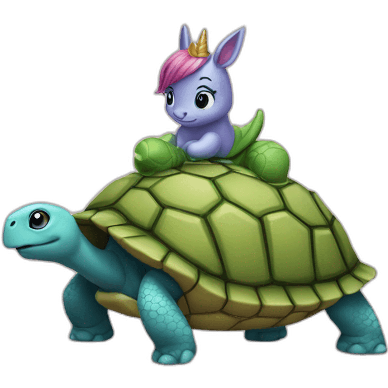 Licorne sur une tortue emoji