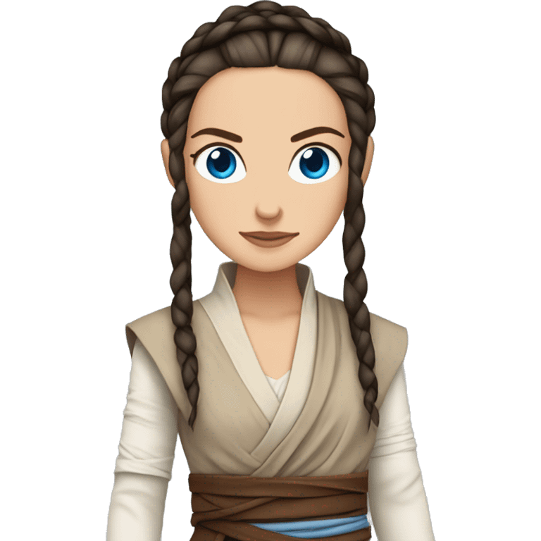 star wars  Rey with blue eyes and long braids  emoji