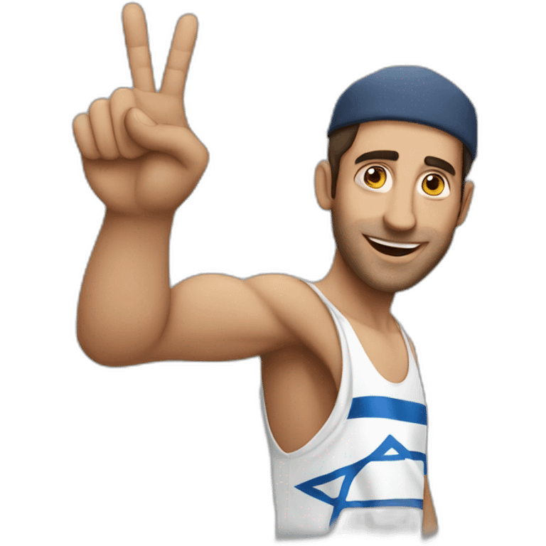 Israeli man lifting third finger emoji