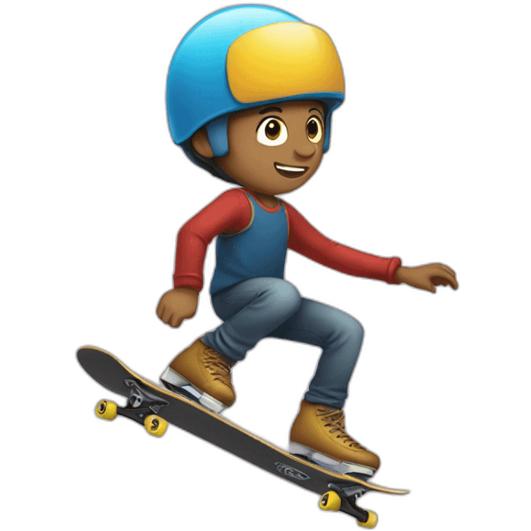 A boy skating on a head emoji