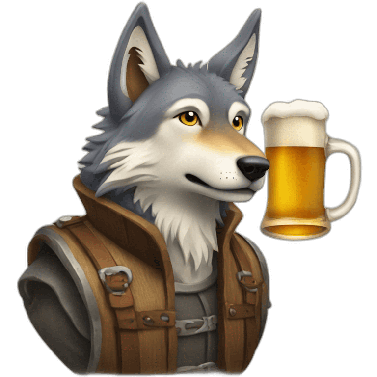 loup buvant une bière emoji