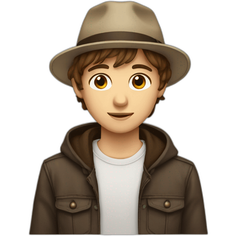 teenager boy white brown hair brown eyes hat emoji