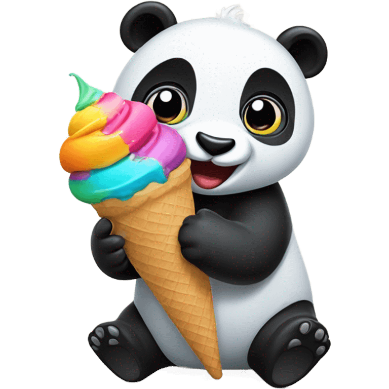 Panda eating ice cream emoji