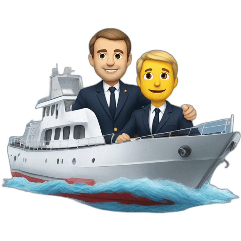 macron sur un bateau avec marine lepenne emoji