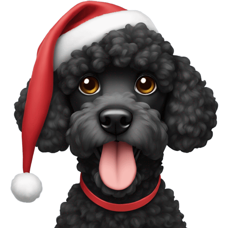 Black poodle in Christmas hat emoji