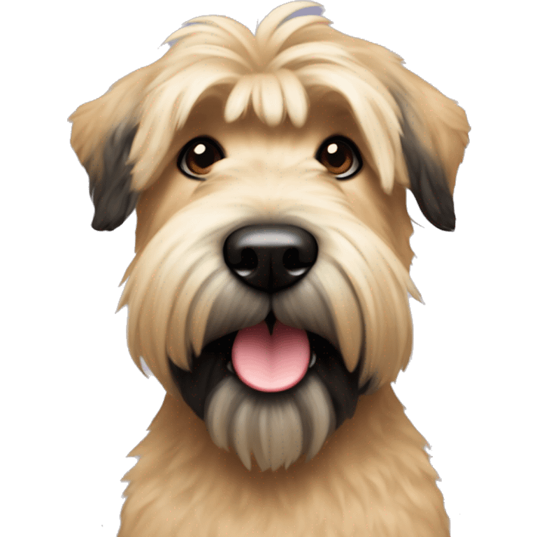 Wheaten terrier with long fluffy hair, black ears and black chin emoji