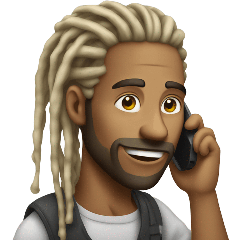 a man talking on his cell phone with dreadlocks  emoji