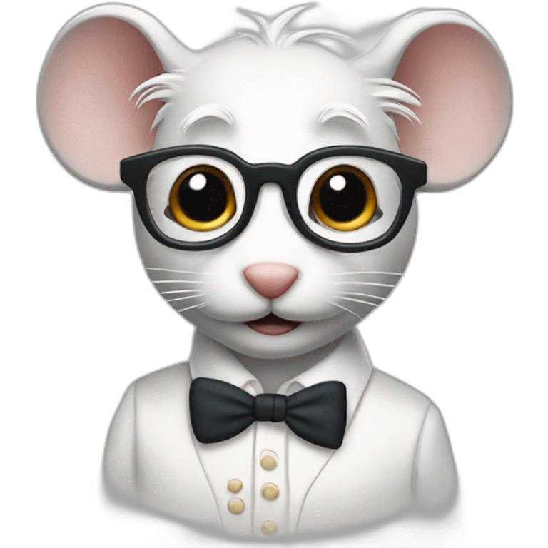 old jerry mouse with spectacles and white hair and white dress emoji