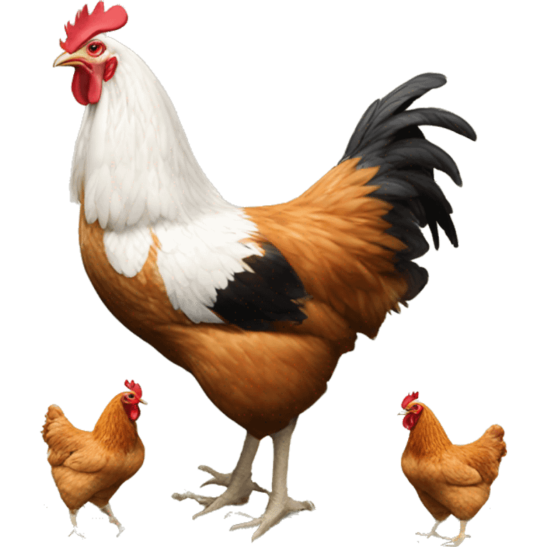 three chicken free ranging  emoji