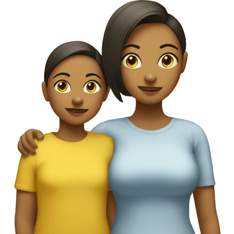 mother and daughter yellow sinbig head emoji