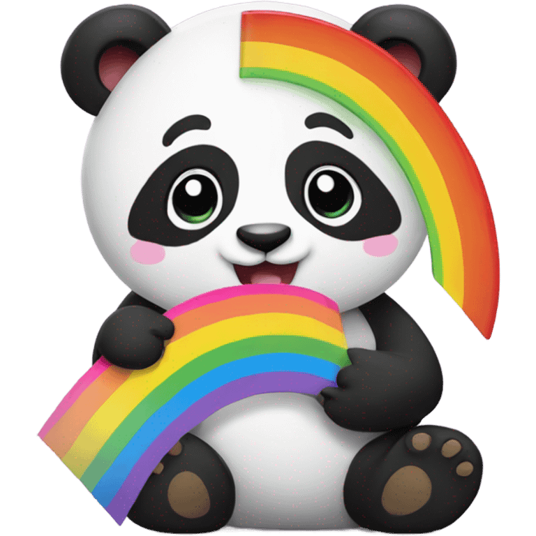 panda with rainbow heart emoji