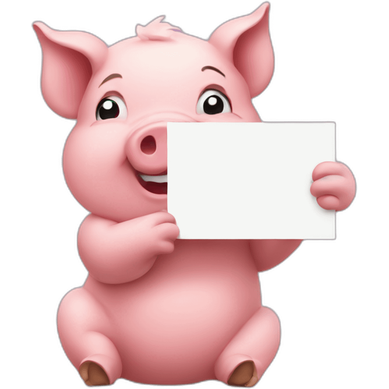 pig holding sign emoji