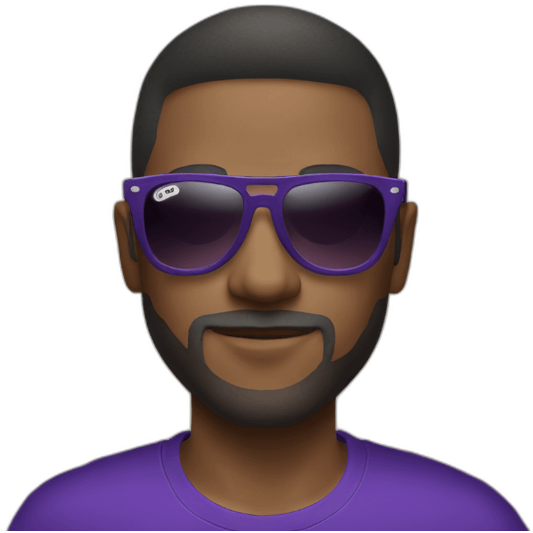 DJ with rayban sunglasses and a purple t shirt emoji