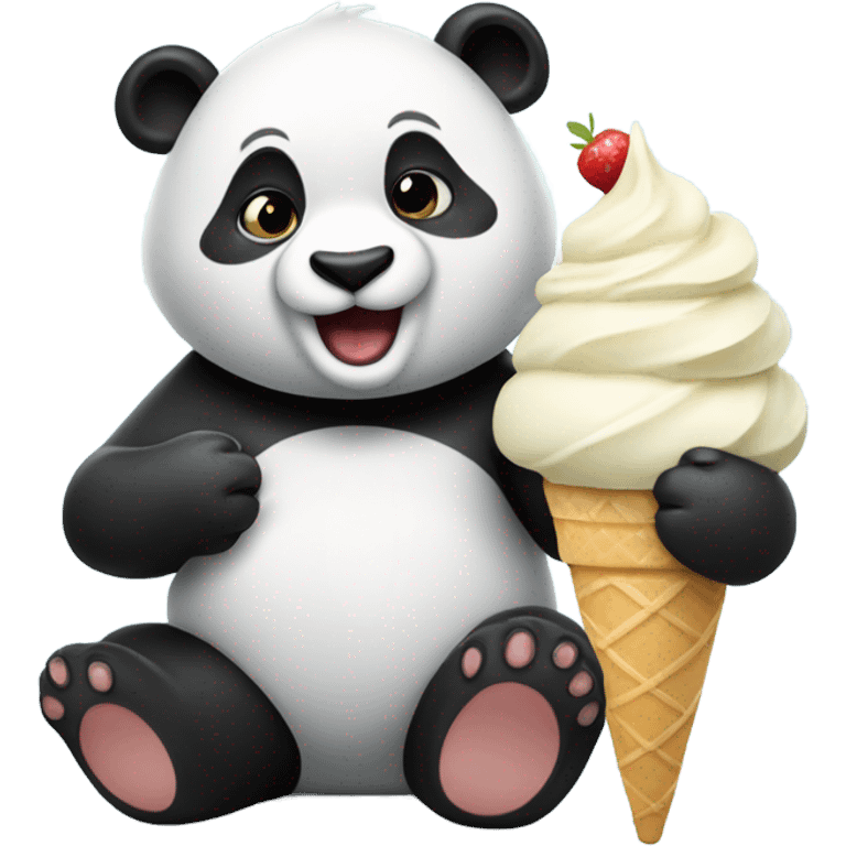 Panda eating ice cream emoji