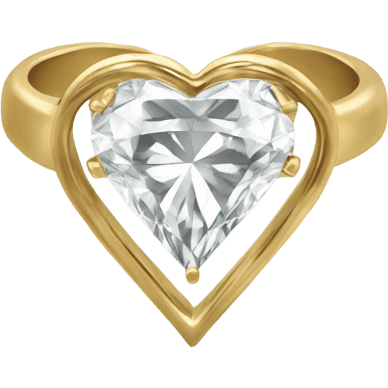 Heart shaped diamond on a gold ring emoji