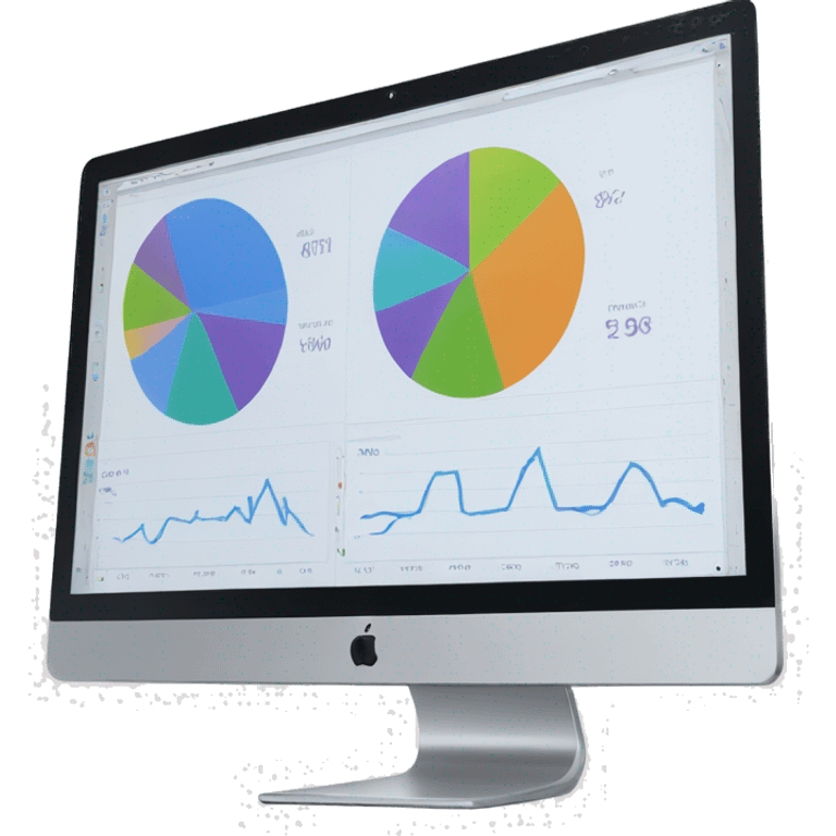 monitor showing a website dashboard with charts emoji