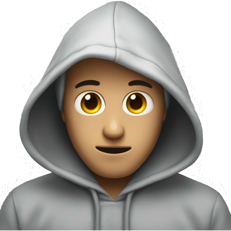 a mysterious guy in hoodie that coverd up his face emoji