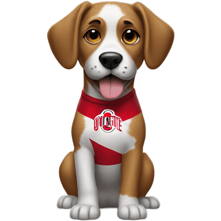 Dog wearing Ohio State jersey emoji