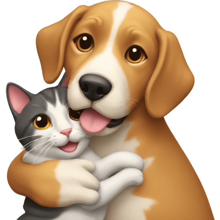 the cat hugging a dog  emoji