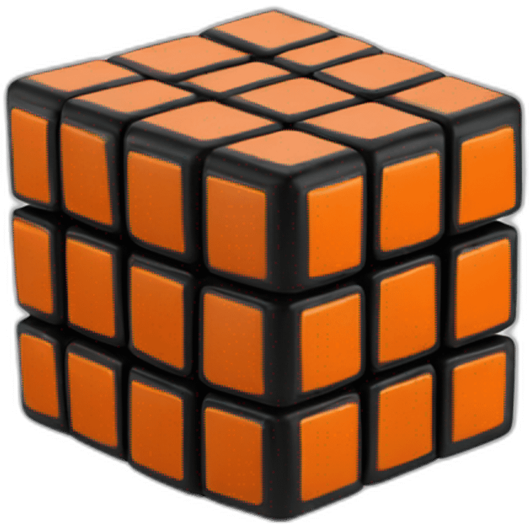 rubik cube black with orange details emoji