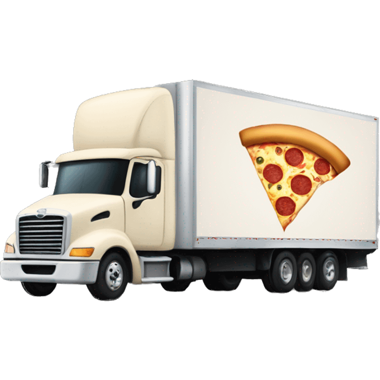 Semi-Truck with image of a slice of Pizza on the side emoji