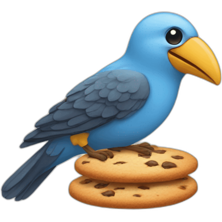 A bird with a cookie emoji